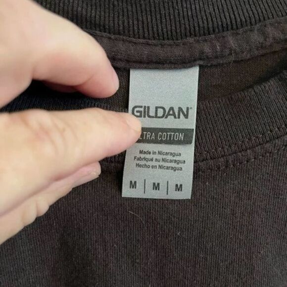 Gildan Peace, Love, and Fall Brown and Orange Long Sleeve t-shirt. Size M - Picture 2 of 3